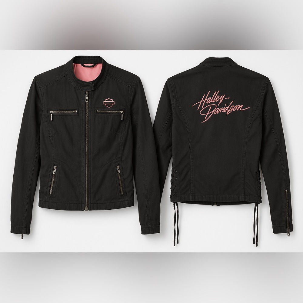 Harley Davidson Women's Pink Label 3 in 1 Jacket Shell Embroidered BikerCore Med